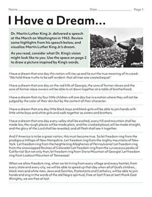 i have a dream worksheet answers