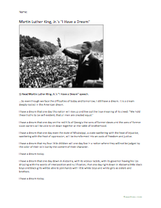i have a dream worksheet pdf