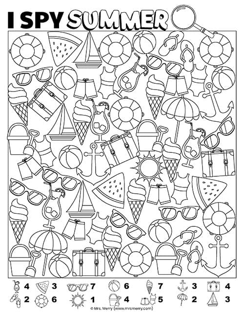 Free Printable I Spy Summer Game Sheet | Mrs. Merry
