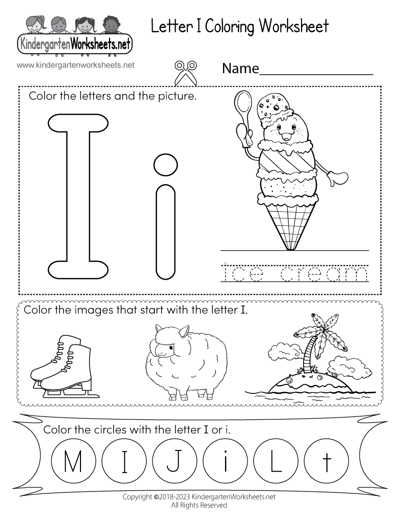 Letter I Coloring Worksheet - Free Printable, Digital, &  PDF