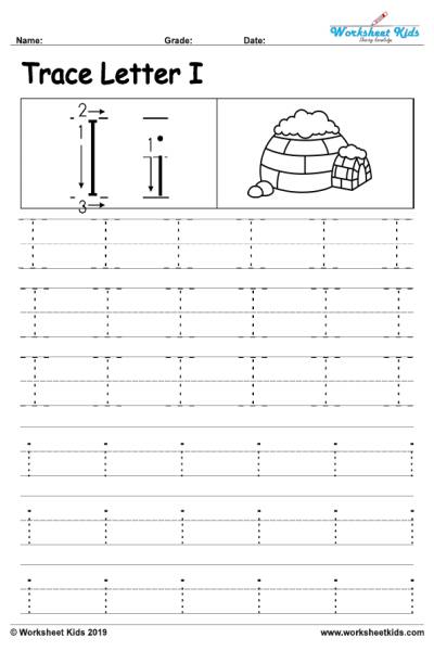Letter I alphabet tracing worksheets for preschool - Free ...