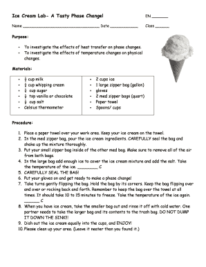 Ice Cream Lab Worksheet - Fill Online, Printable, Fillable, Blank ...
