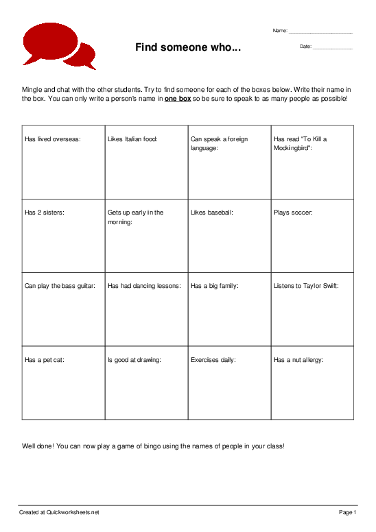 icebreaker worksheet for adults