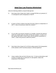 Ideal Gas Law Practice Worksheet - Ideal Gas Law Practice ...