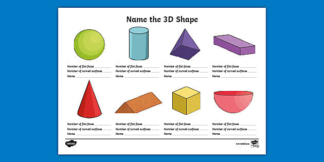 Name the 3D Shape Grade 3 Worksheet (teacher made) - Twinkl
