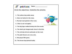 Identify Adjectives and Adverbs Worksheet for 3rd - 4th Grade ...