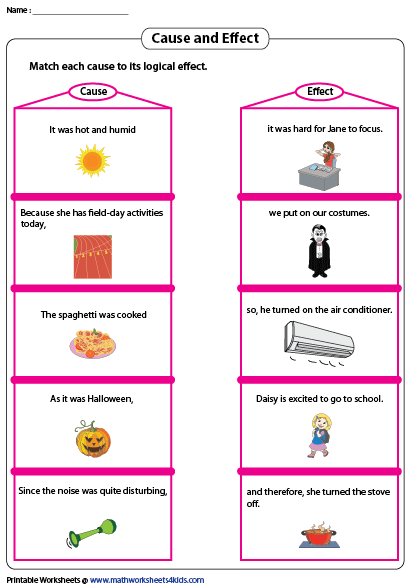 Printable Cause and Effect Worksheets | Cause and effect ...