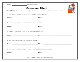Cause and Effect Worksheets