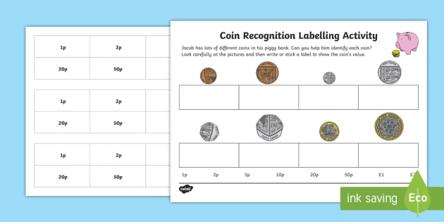 Coin Recognition Labelling Worksheet - Primary Resources