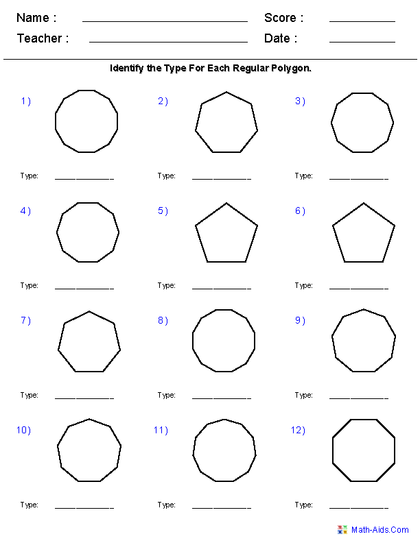Geometry Worksheets | Polygons Worksheets