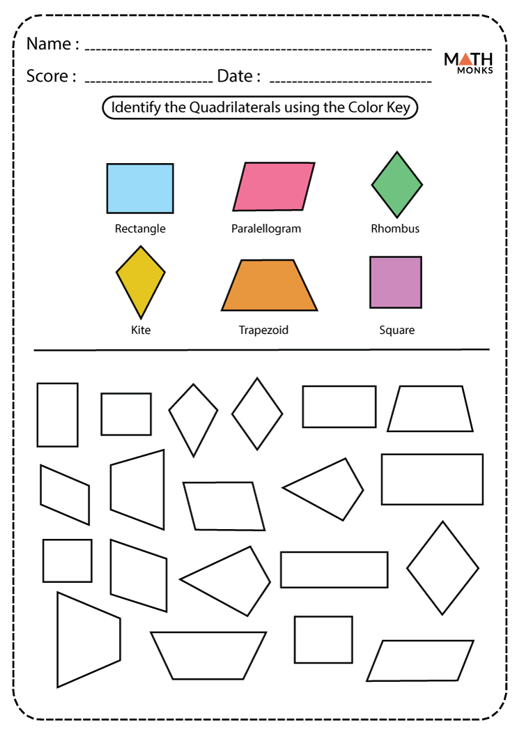identify quadrilaterals worksheet