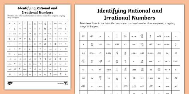 Eighth Grade Identifying Rational and Irrational Numbers Mystery ...