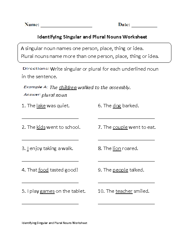 Singular and Plural Nouns Worksheets | Identifying Singular and ...