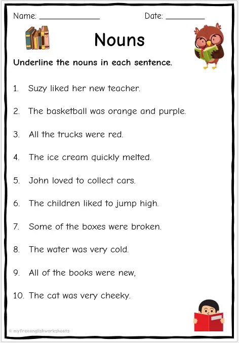 Identifying Noun Worksheets | Free English Printables
