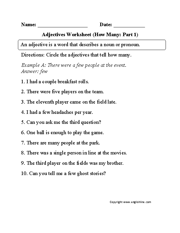 Adjectives Worksheets | Regular Adjectives Worksheets