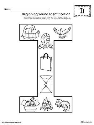 Short Letter I Beginning Sound Color Pictures Worksheet ...