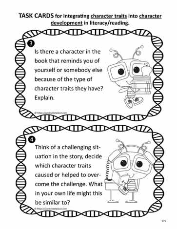 Character Trait Task Cards Worksheets