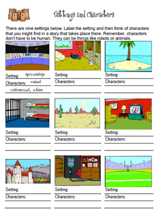 identifying character worksheet