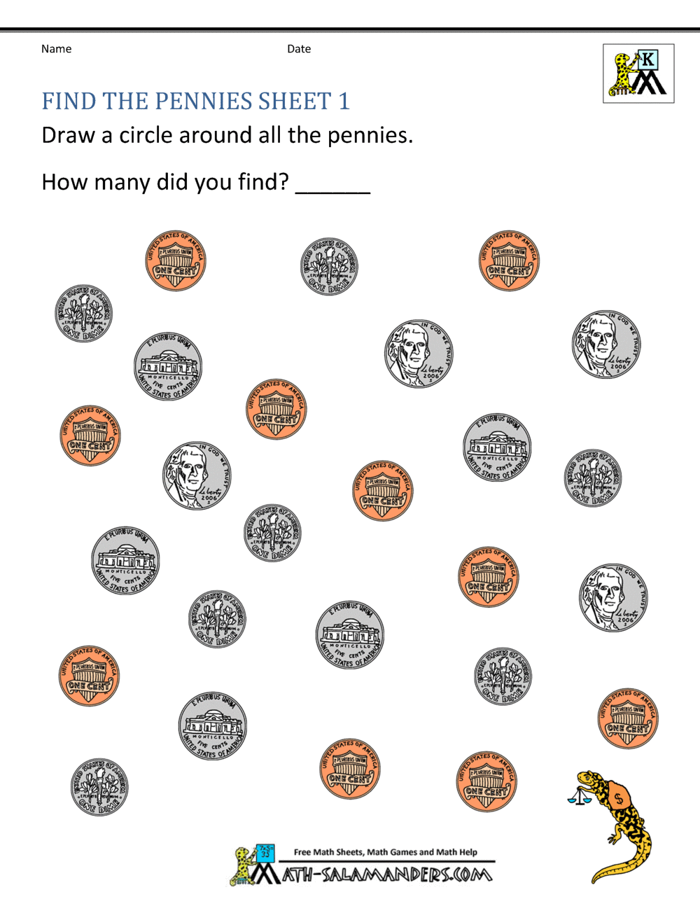 identifying coins worksheet pdf