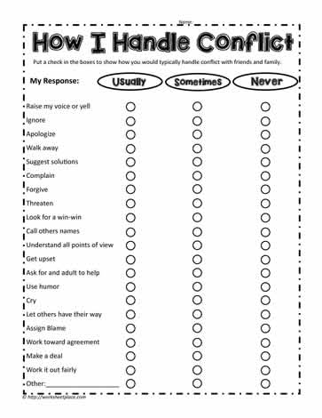 How I Handle Conflict Worksheets