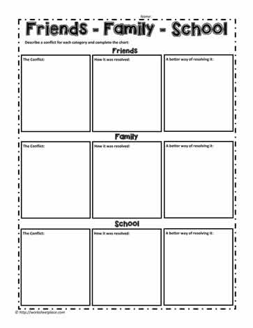 Types of Conflict Worksheets
