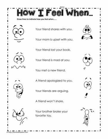 Feelings Associated with Conflict Worksheets
