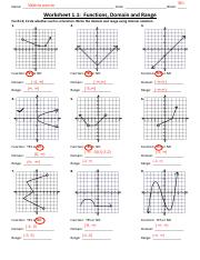 identifying domain and range worksheet