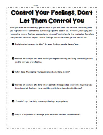 identifying feelings worksheet for adults