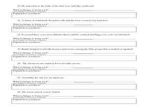 Lord of the Flies: Figurative Language Worksheet for 9th - 10th ...
