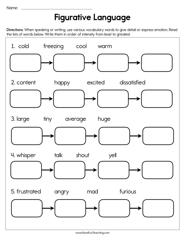 Figurative Language Worksheet  