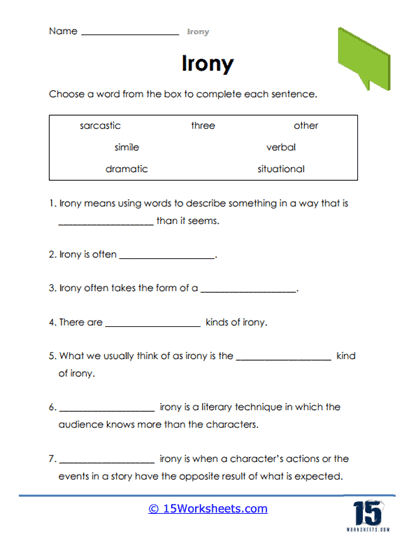 identifying irony worksheet answers