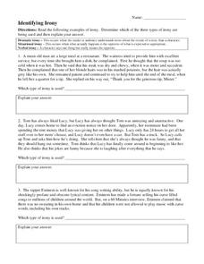 identifying irony worksheet