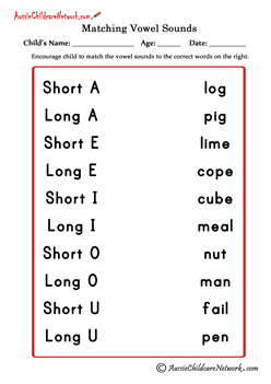 identifying long and short vowel sounds worksheet
