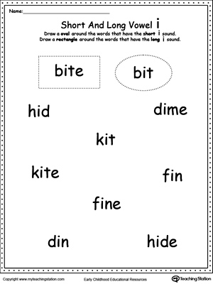 identifying long and short vowel sounds worksheet