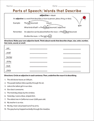identifying parts of speech worksheet