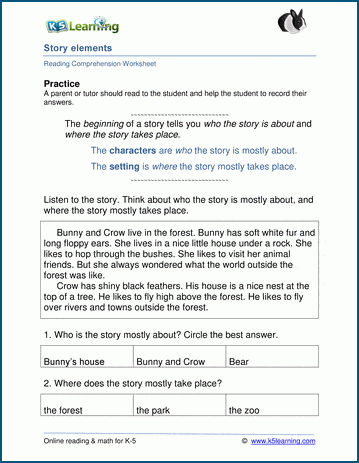 Story Elements Worksheets for Grade 1 | Worsheets library