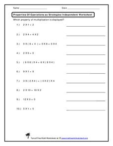 Properties of Operations as Strategies Worksheet for 4th - 7th ...