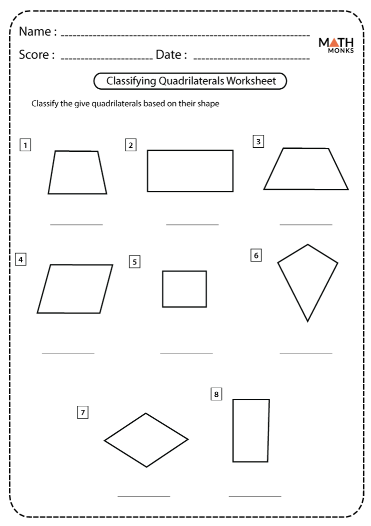 Classifying Quadrilaterals Worksheets - Math Monks
