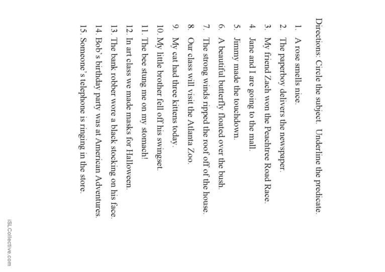 Identifying subject and predicat…: English ESL worksheets pdf &  doc