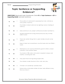 Supporting Details Worksheets
