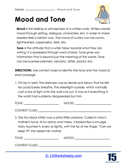 Mood and Tone Worksheets - 15 Worksheets Library