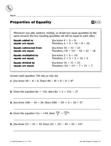 identity and equality properties worksheet