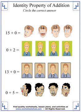 identity properties of numbers worksheet