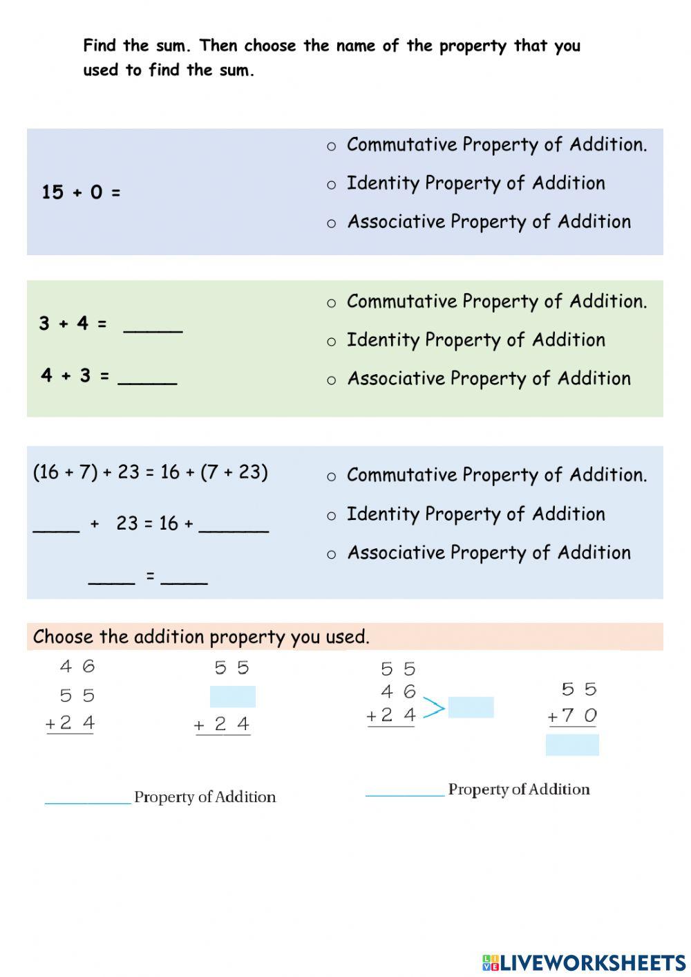 Free identity property of addition worksheet 3rd grade, Download Free