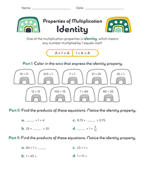 identity property worksheet