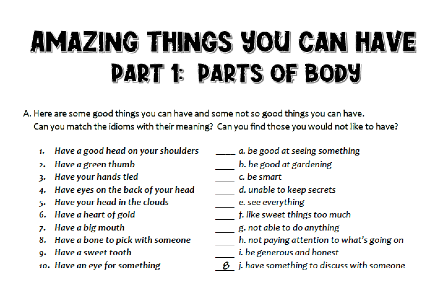 idiom worksheet can you guess