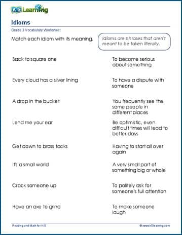 Idioms worksheets | Worsheets library