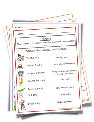 Language art idiom - FREE educational printable worksheets for kids -