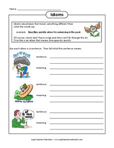 Idioms Worksheet for 3rd - 5th Grade | Lesson Planet