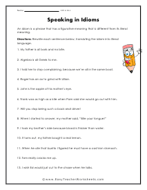 idiom worksheet for kids